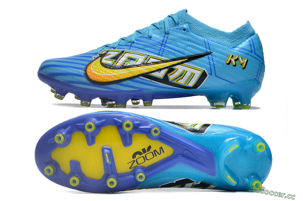 Men's Nike Air Zoom Mercurial Vapor 15 Elite AG Artificial Grass Low-Tops Football Boots - Blue/Yellow/Orange/White 1