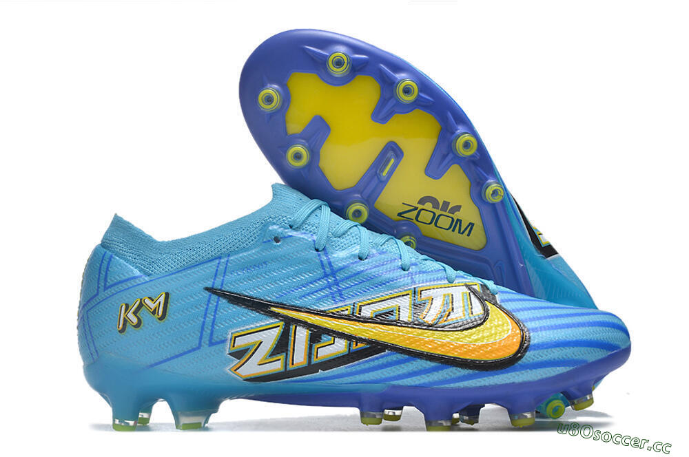 Men's Nike Air Zoom Mercurial Vapor 15 Elite AG Artificial Grass Low-Tops Football Boots - Blue/Yellow/Orange/White 2