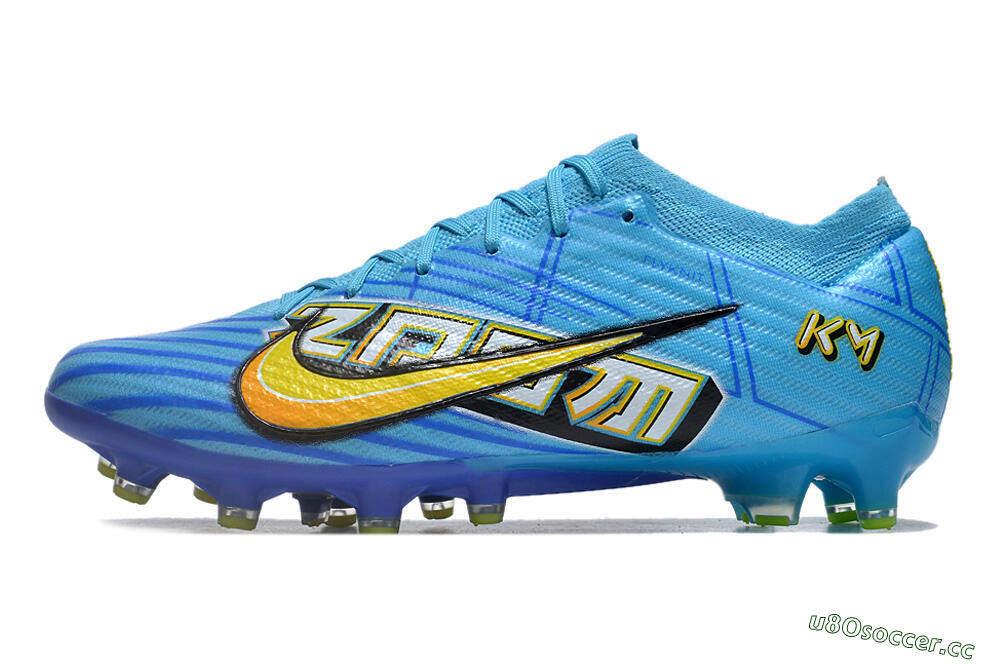 Men's Nike Air Zoom Mercurial Vapor 15 Elite AG Artificial Grass Low-Tops Football Boots - Blue/Yellow/Orange/White 0
