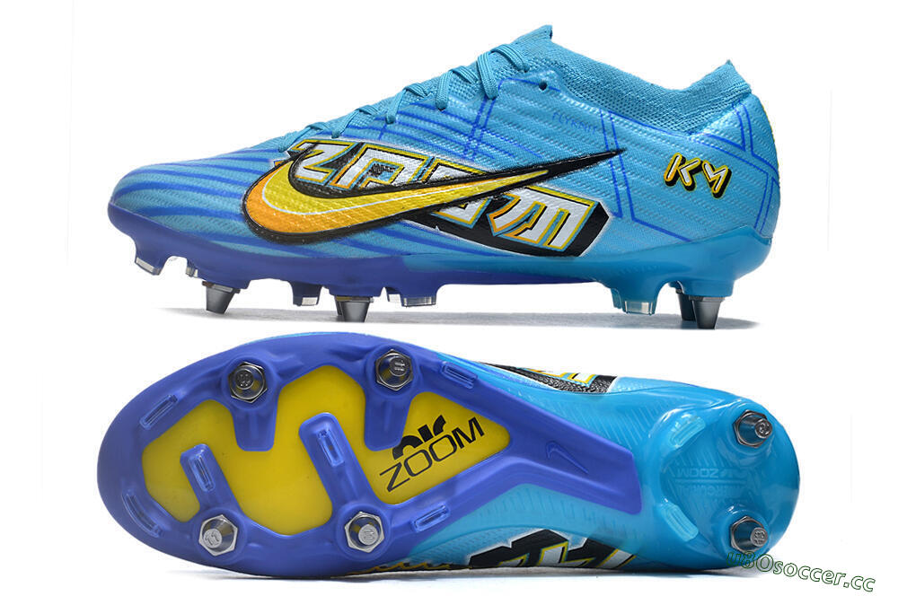 Men's Nike Air Zoom Mercurial Vapor 15 Elite SG Soft Ground Low-Tops Football Boots - Blue/Yellow/Orange/White 1