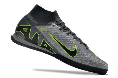 Men's Nike Air Zoom Mercurial Superfly 9 Elite IC Indoor & Futsal High-Tops Football Shoes - Silver/Grey/Black/Green