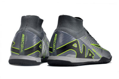 Men's Nike Air Zoom Mercurial Superfly 9 Elite IC Indoor & Futsal High-Tops Football Shoes - Silver/Grey/Black/Green