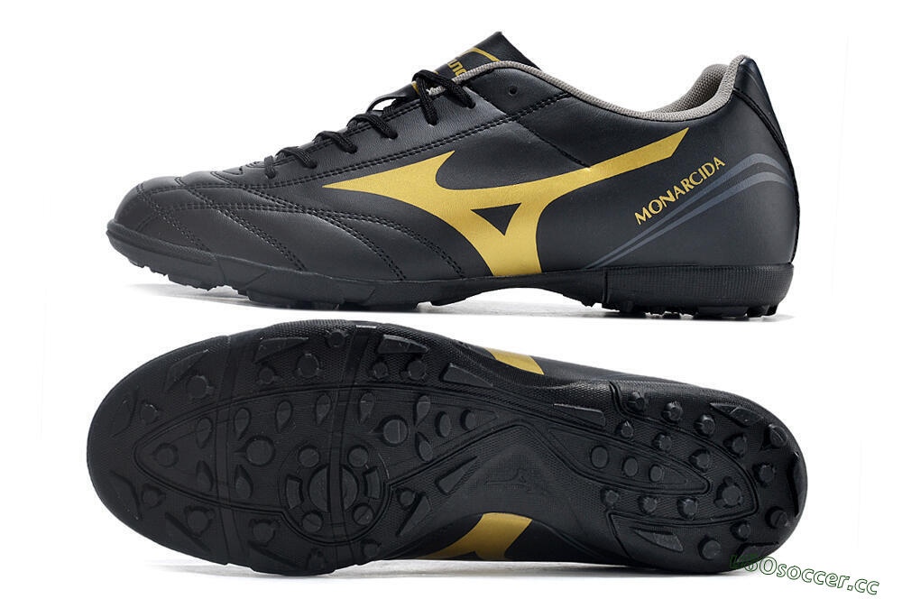 Men's Mizuno Monarcida Neo Ckassic TF Artificial Turf Low-Tops Football Shoes - Black/Gold 1