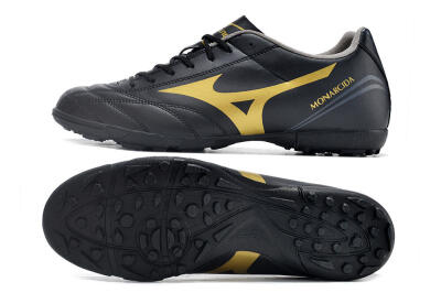 Men's Mizuno Monarcida Neo Ckassic TF Artificial Turf Low-Tops Football Shoes - Black/Gold