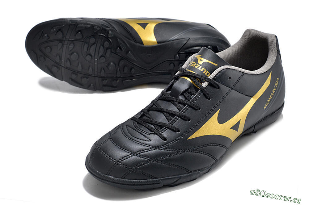 Men's Mizuno Monarcida Neo Ckassic TF Artificial Turf Low-Tops Football Shoes - Black/Gold 3