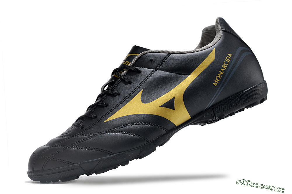 Men's Mizuno Monarcida Neo Ckassic TF Artificial Turf Low-Tops Football Shoes - Black/Gold 5
