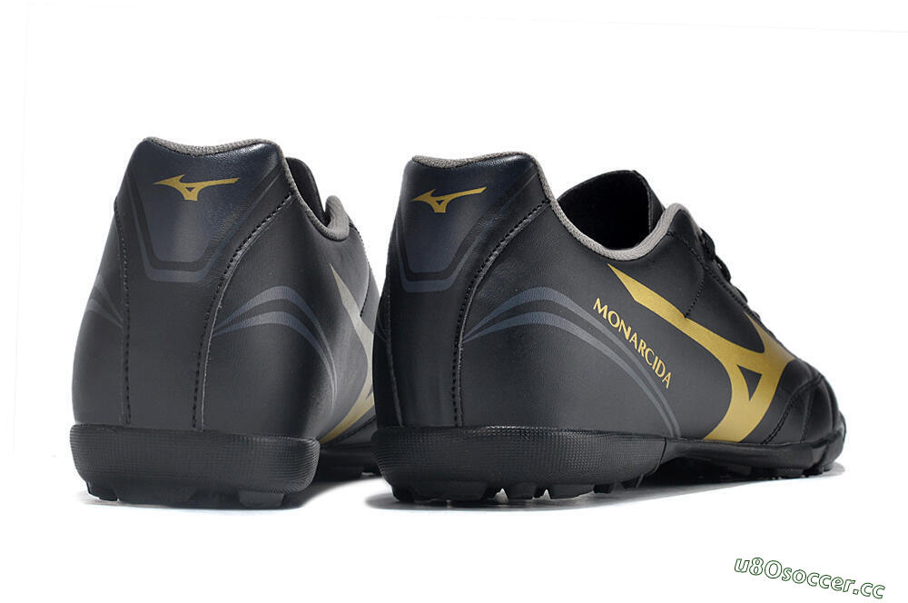 Men's Mizuno Monarcida Neo Ckassic TF Artificial Turf Low-Tops Football Shoes - Black/Gold 6