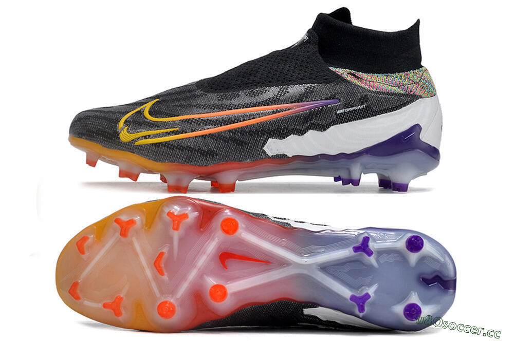Unisex Nike Phantom GX Elite FG Firm Ground High-Tops Football Boots - Black/Yellow/Orange/Purple 1