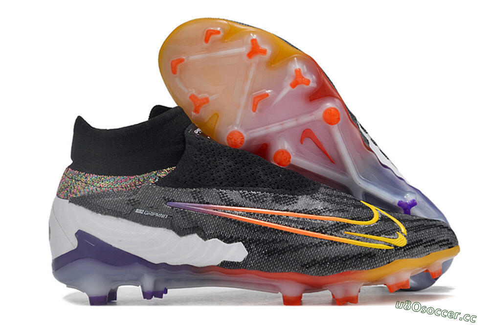 Unisex Nike Phantom GX Elite FG Firm Ground High-Tops Football Boots - Black/Yellow/Orange/Purple 2