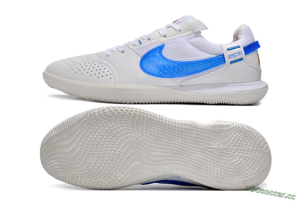Men's Nike Street Gato IC Indoor & Futsal Low-Tops Football Shoes - White/Blue 1
