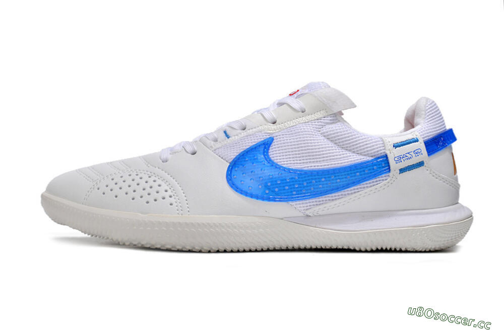 Men's Nike Street Gato IC Indoor & Futsal Low-Tops Football Shoes - White/Blue 0