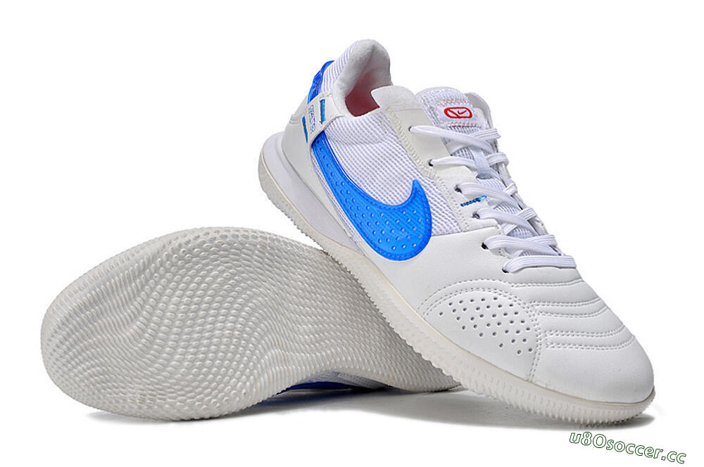 Men's Nike Street Gato IC Indoor & Futsal Low-Tops Football Shoes - White/Blue 3