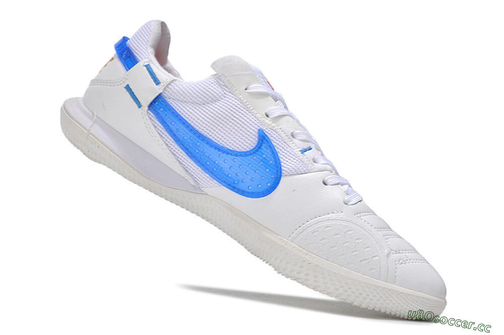 Men's Nike Street Gato IC Indoor & Futsal Low-Tops Football Shoes - White/Blue 4