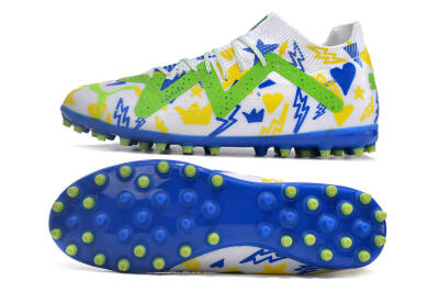 Men's Puma Future Ultimate MG Multi Ground Low-Tops Football Boots - White/Yellow/Blue