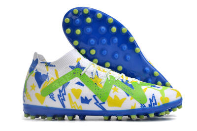 Men's Puma Future Ultimate MG Multi Ground Low-Tops Football Boots - White/Yellow/Blue