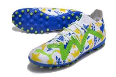 Men's Puma Future Ultimate MG Multi Ground Low-Tops Football Boots - White/Yellow/Blue