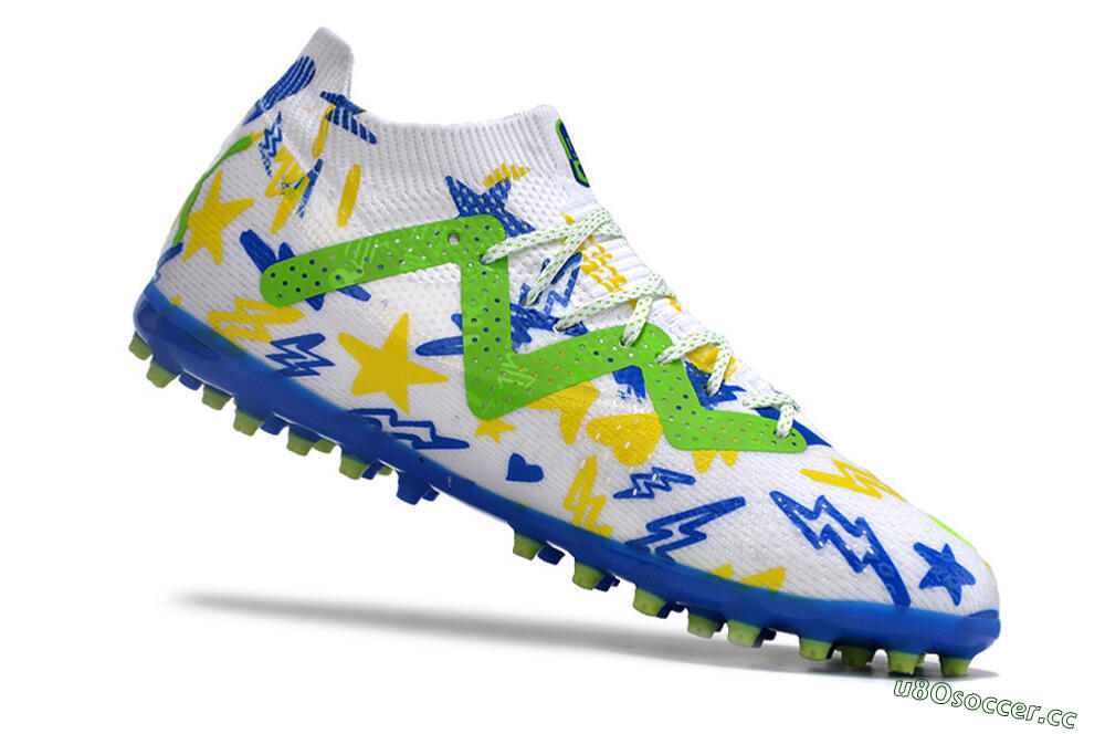 Men's Puma Future Ultimate MG Multi Ground Low-Tops Football Boots - White/Yellow/Blue 4