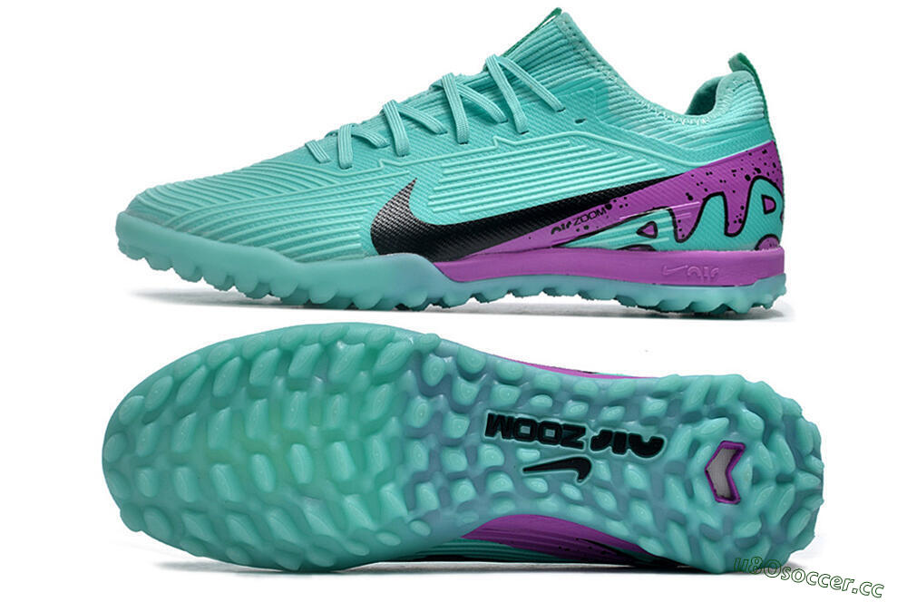 Unisex Nike Air Zoom Mercurial Vapor 15 Pro TF Artificial Turf Low-Tops Football Shoes - Jade/Black/Purple 1