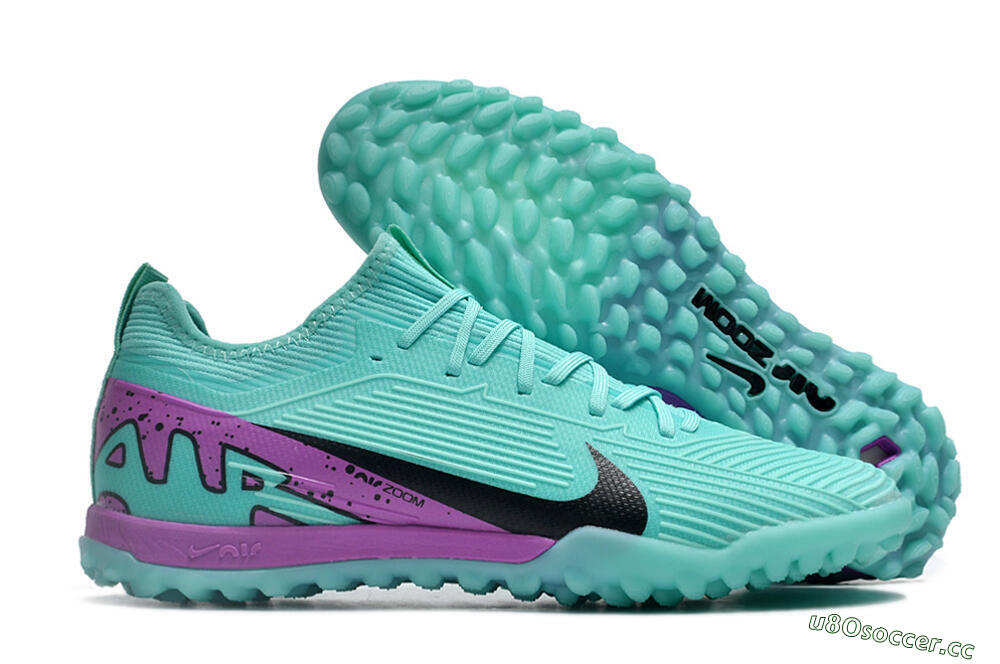 Unisex Nike Air Zoom Mercurial Vapor 15 Pro TF Artificial Turf Low-Tops Football Shoes - Jade/Black/Purple 2