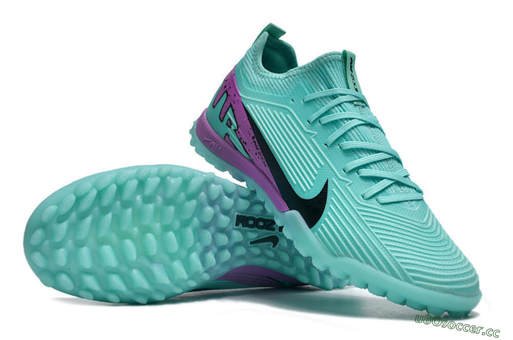 Unisex Nike Air Zoom Mercurial Vapor 15 Pro TF Artificial Turf Low-Tops Football Shoes - Jade/Black/Purple 3