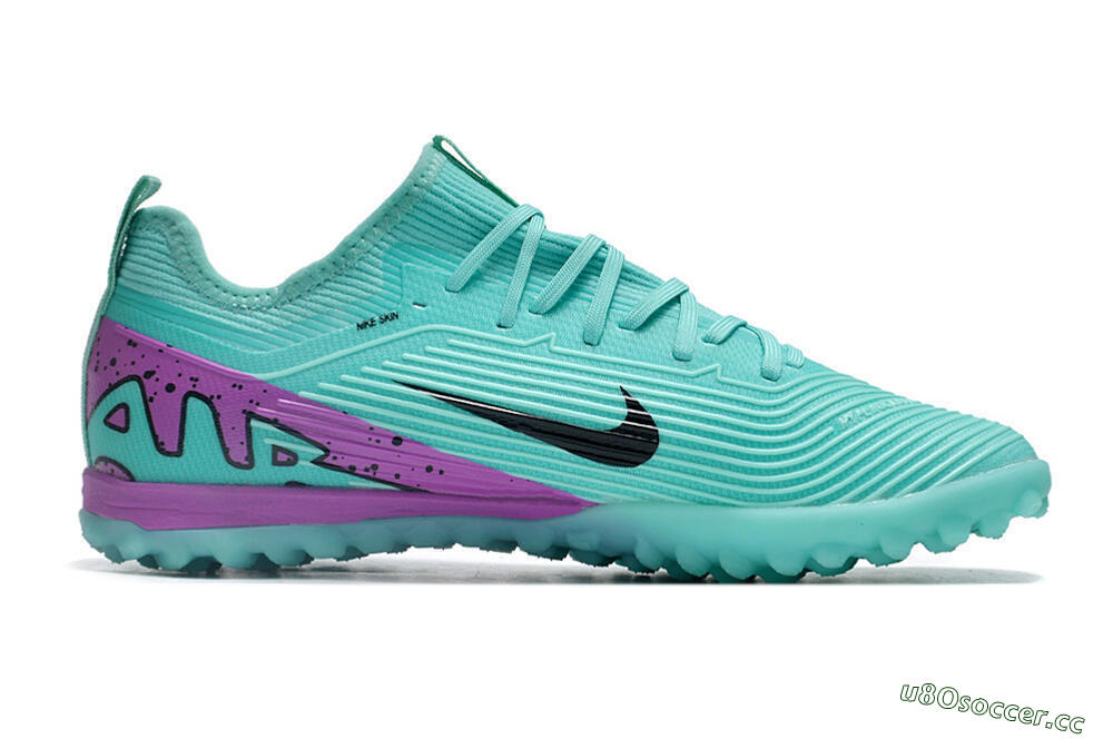 Unisex Nike Air Zoom Mercurial Vapor 15 Pro TF Artificial Turf Low-Tops Football Shoes - Jade/Black/Purple 7
