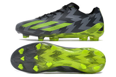Men's Adidas X Crazyfast+ FG Firm Ground Low-Tops Football Boots - Black/Grey/Green