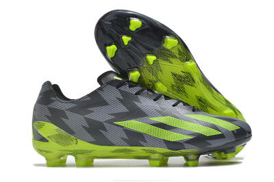 Men's Adidas X Crazyfast+ FG Firm Ground Low-Tops Football Boots - Black/Grey/Green