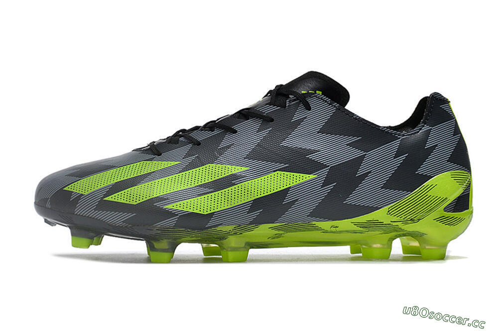 Men's Adidas X Crazyfast+ FG Firm Ground Low-Tops Football Boots - Black/Grey/Green 0