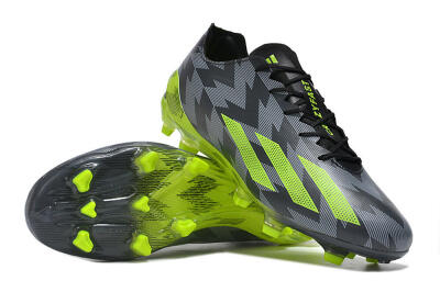 Men's Adidas X Crazyfast+ FG Firm Ground Low-Tops Football Boots - Black/Grey/Green
