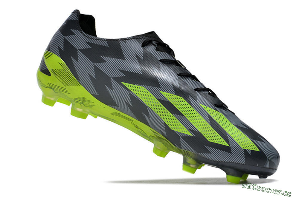 Men's Adidas X Crazyfast+ FG Firm Ground Low-Tops Football Boots - Black/Grey/Green 4