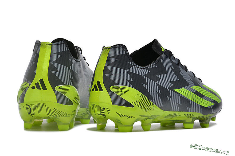 Men's Adidas X Crazyfast+ FG Firm Ground Low-Tops Football Boots - Black/Grey/Green 6