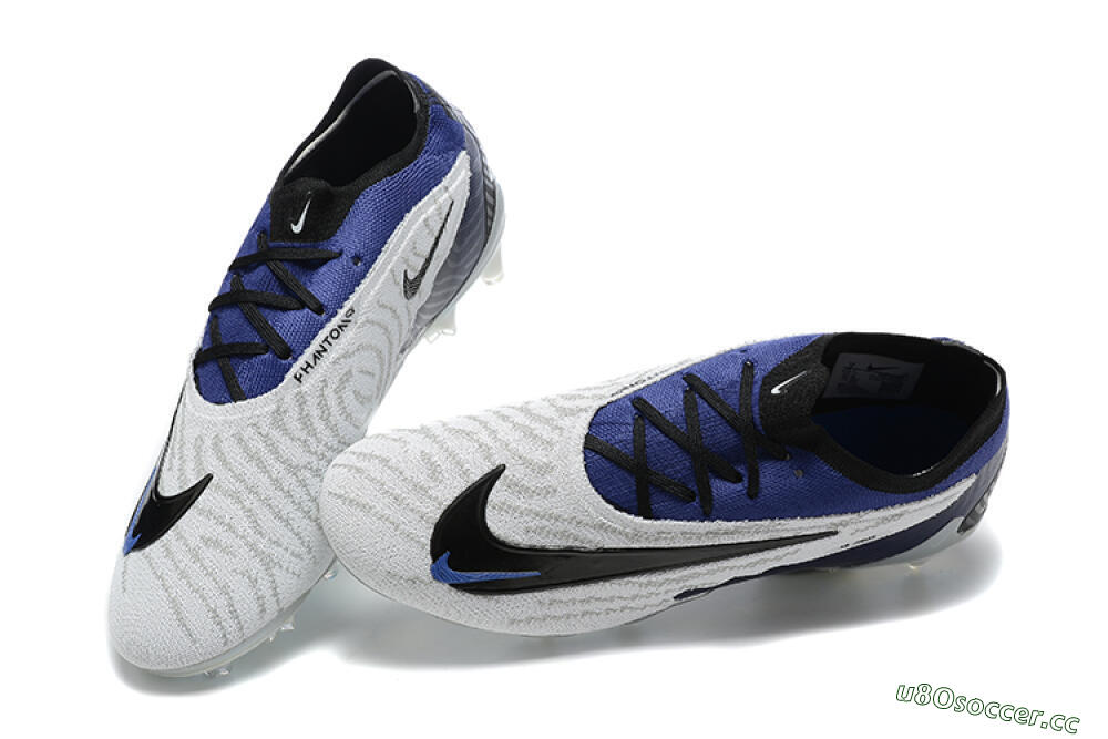 Men's Nike Phantom GX Elite FG Firm Ground Low-Tops Football Boots - Grey/Black/Blue 6