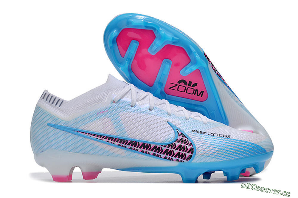 Men's Nike Air Zoom Mercurial Vapor 15 Elite FG Firm Ground Low-Tops Football Boots - White/Blue/Pink 2
