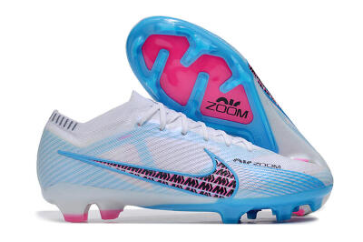 Men's Nike Air Zoom Mercurial Vapor 15 Elite FG Firm Ground Low-Tops Football Boots - White/Blue/Pink