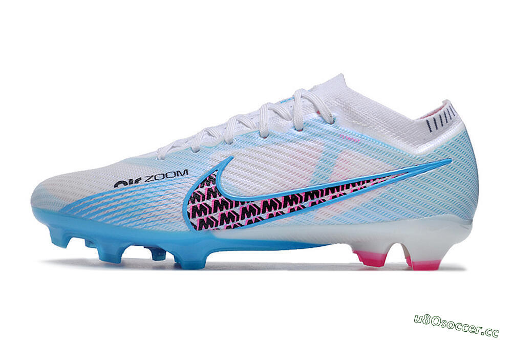Men's Nike Air Zoom Mercurial Vapor 15 Elite FG Firm Ground Low-Tops Football Boots - White/Blue/Pink 0