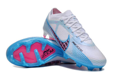 Men's Nike Air Zoom Mercurial Vapor 15 Elite FG Firm Ground Low-Tops Football Boots - White/Blue/Pink