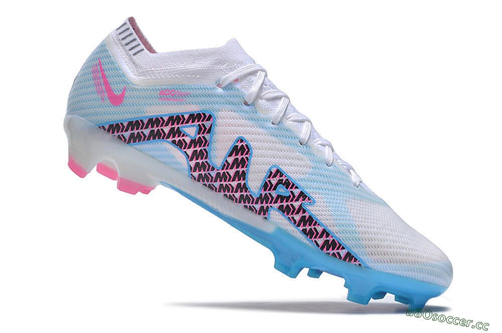 Men's Nike Air Zoom Mercurial Vapor 15 Elite FG Firm Ground Low-Tops Football Boots - White/Blue/Pink 4