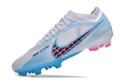 Men's Nike Air Zoom Mercurial Vapor 15 Elite FG Firm Ground Low-Tops Football Boots - White/Blue/Pink