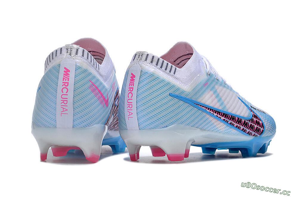 Men's Nike Air Zoom Mercurial Vapor 15 Elite FG Firm Ground Low-Tops Football Boots - White/Blue/Pink 6