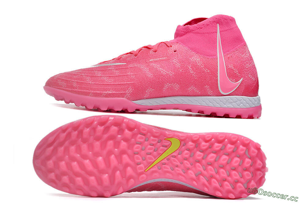 Unisex Nike Phantom Luna Elite NU TF Artificial Turf High-Tops Football Shoes - Pink/White/Yellow 1