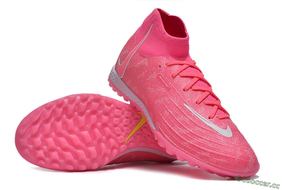 Unisex Nike Phantom Luna Elite NU TF Artificial Turf High-Tops Football Shoes - Pink/White/Yellow 3