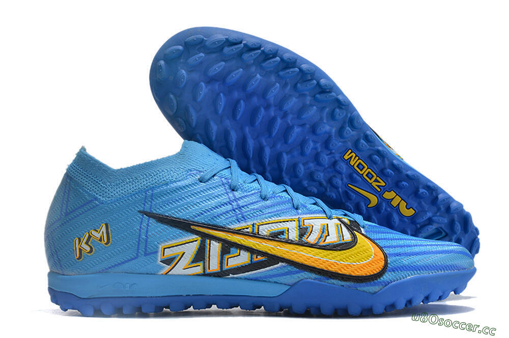 Unisex Nike Air Zoom Mercurial Vapor 15 Elite TF Artificial Turf Low-Tops Football Shoes - Blue/White/Orange/Yellow 2