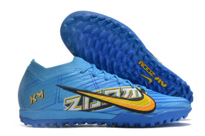 Unisex Nike Air Zoom Mercurial Vapor 15 Elite TF Artificial Turf Low-Tops Football Shoes - Blue/White/Orange/Yellow