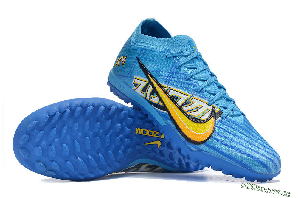 Unisex Nike Air Zoom Mercurial Vapor 15 Elite TF Artificial Turf Low-Tops Football Shoes - Blue/White/Orange/Yellow 4