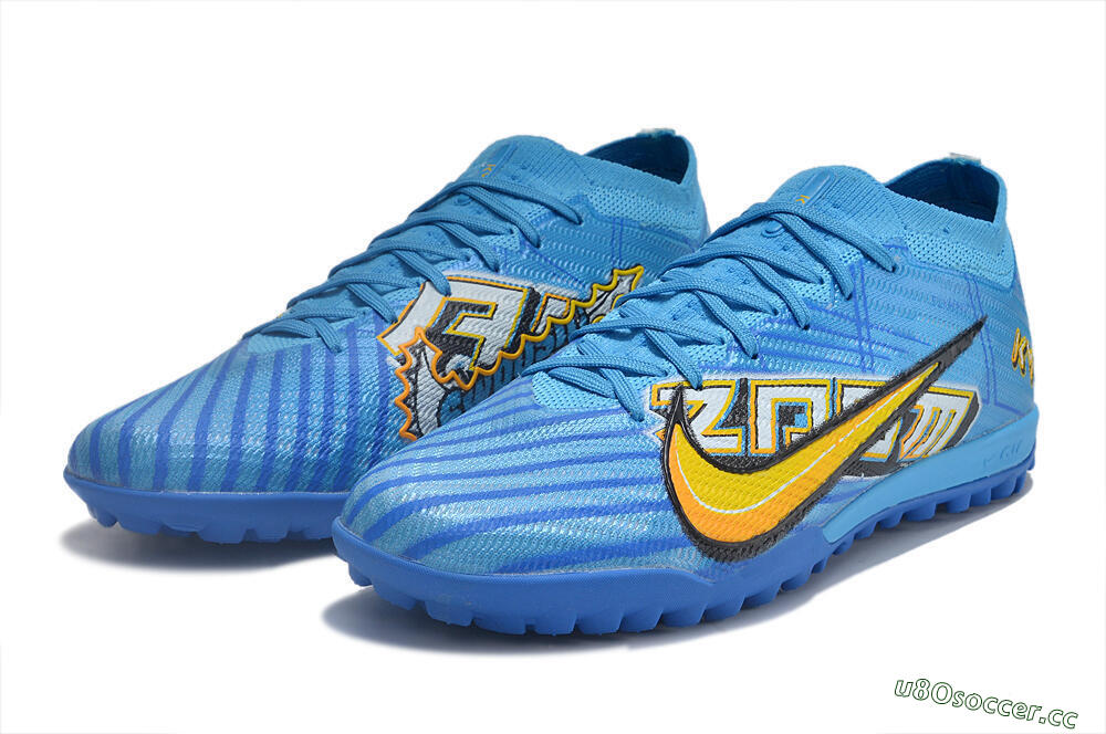 Unisex Nike Air Zoom Mercurial Vapor 15 Elite TF Artificial Turf Low-Tops Football Shoes - Blue/White/Orange/Yellow 5