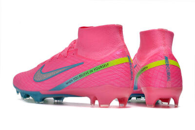 Unisex Nike Air Zoom Mercurial Superfly 9 Elite FG Firm Ground High-Tops Football Boots - Pink/Silver/Blue/Yellow