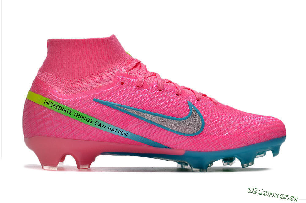 Unisex Nike Air Zoom Mercurial Superfly 9 Elite FG Firm Ground High-Tops Football Boots - Pink/Silver/Blue/Yellow 5