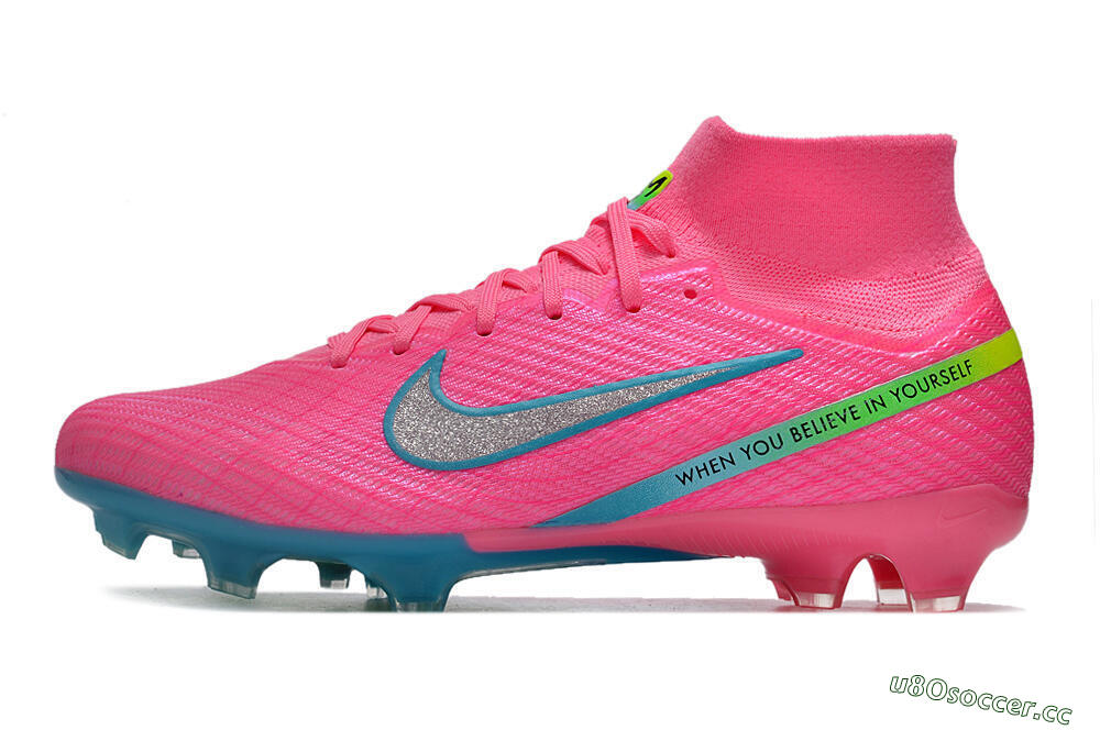 Unisex Nike Air Zoom Mercurial Superfly 9 Elite FG Firm Ground High-Tops Football Boots - Pink/Silver/Blue/Yellow 0