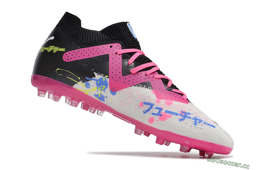 Men's Puma Future Ultimate MG Multi Ground Low-Tops Football Boots - White/Black/Yellow/Pink 4