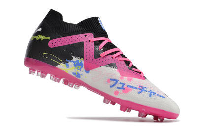 Men's Puma Future Ultimate MG Multi Ground Low-Tops Football Boots - White/Black/Yellow/Pink
